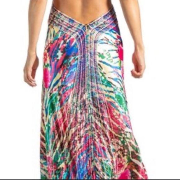 Cache Y2K Backless Abstract Beaded Formal Dress Size 4 - Picture 3 of 11